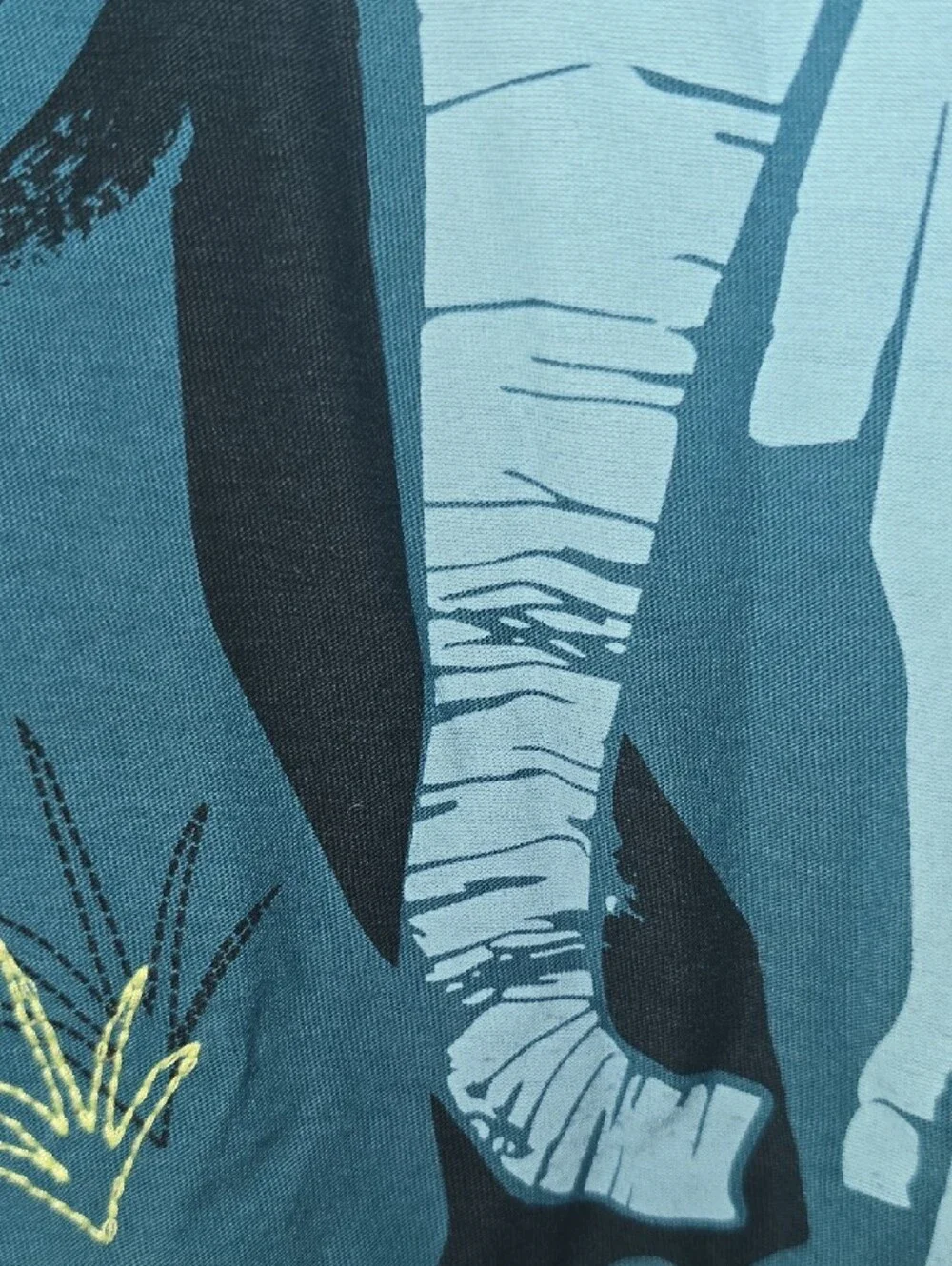 Tea Collection Teal Elephant Graphic Tee with Yellow Accents